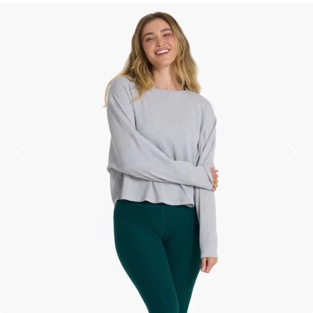 Vuori Light Gray Waffle Knit Top